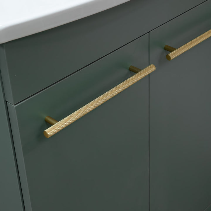 Luan 600mm 2 Door Floor Standing Vanity Unit &amp; Basin - Sage Green