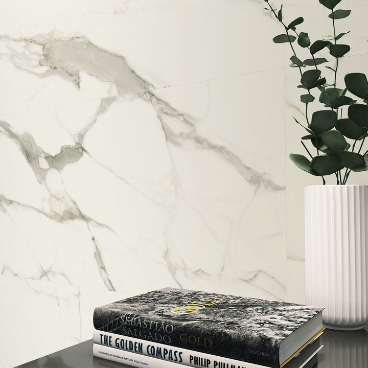 Statuario Natural 60 x 120cm Rectified Porcelain Tile- 1.44 sqm per box