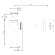 Eliseo Ricci Round Bottle Trap - Black - Technical drawing