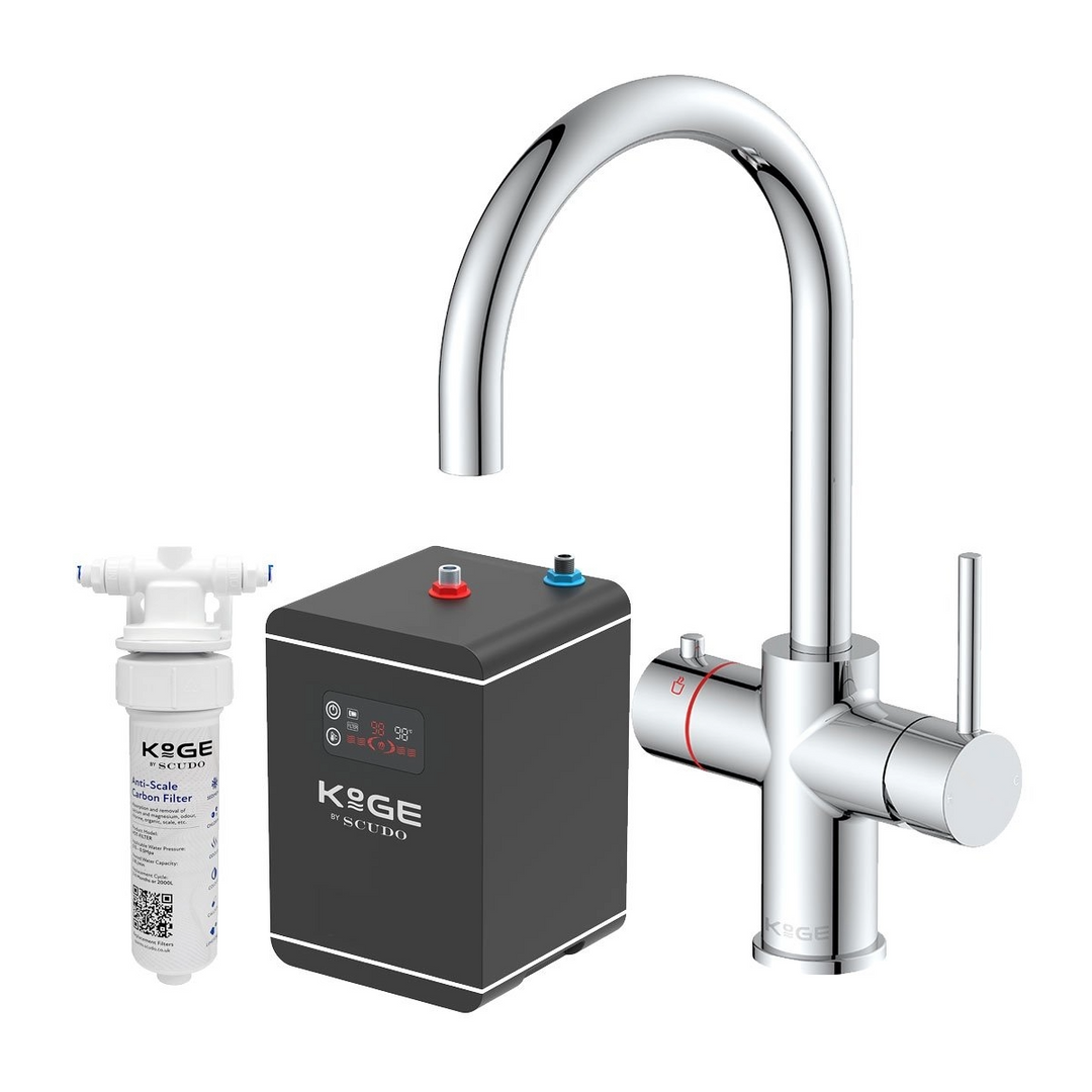 Eliseo Ricci 3 in 1 Swan Spout Instant Boiling Water Kitchen Tap - Chrome