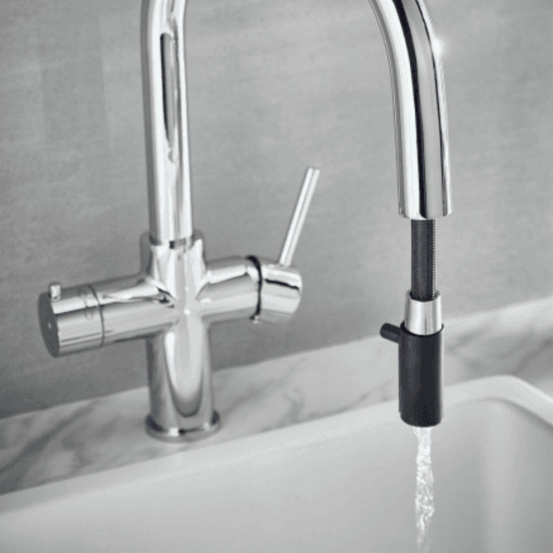 Eliseo Ricci 4 in 1 Swan Pull Out Spout Instant Boiling Water Kitchen Tap - Chrome