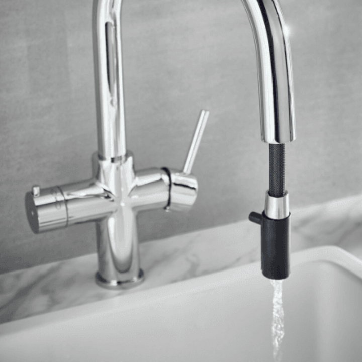 Eliseo Ricci 4 in 1 Swan Pull Out Spout Instant Boiling Water Kitchen Tap - Chrome