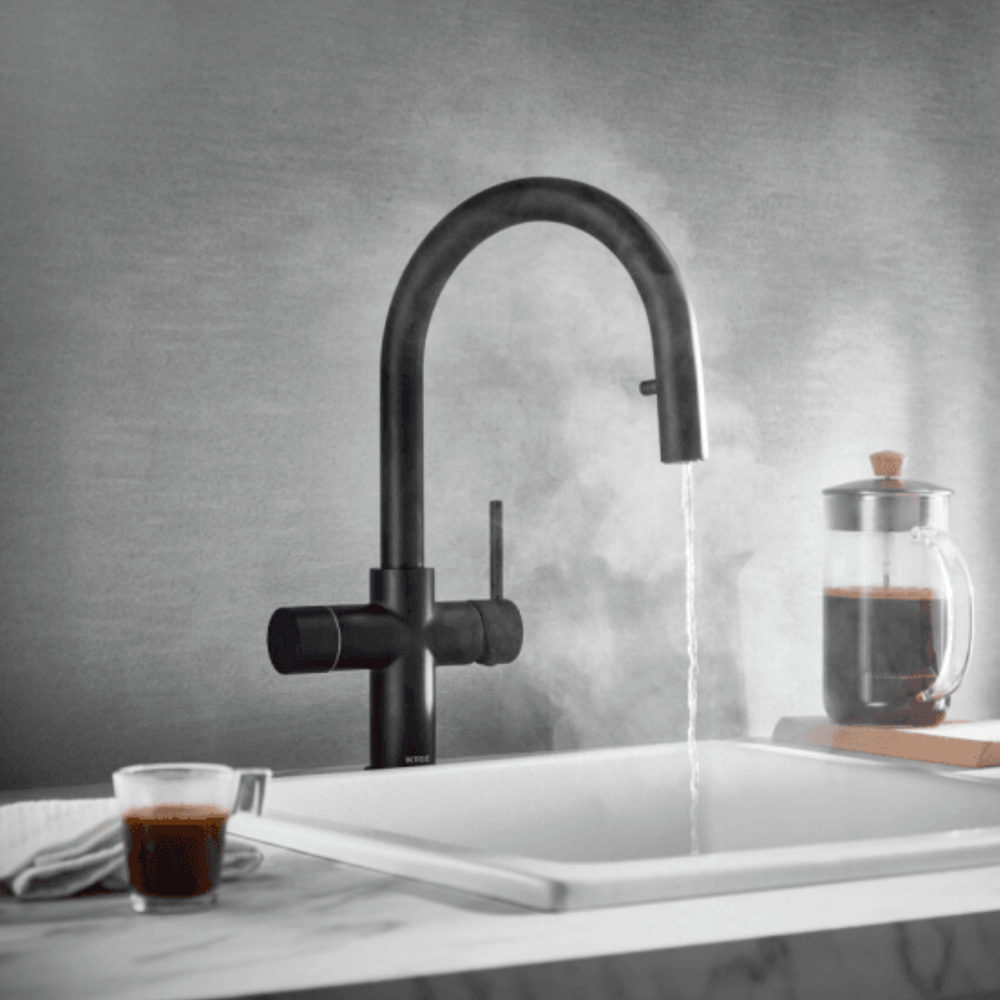 Eliseo Ricci 4 in 1 Swan Pull Out Spout Instant Boiling Water Kitchen Tap - Black