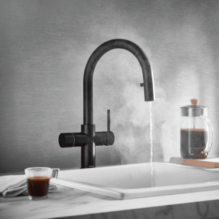 Eliseo Ricci 4 in 1 Swan Pull Out Spout Instant Boiling Water Kitchen Tap - Black