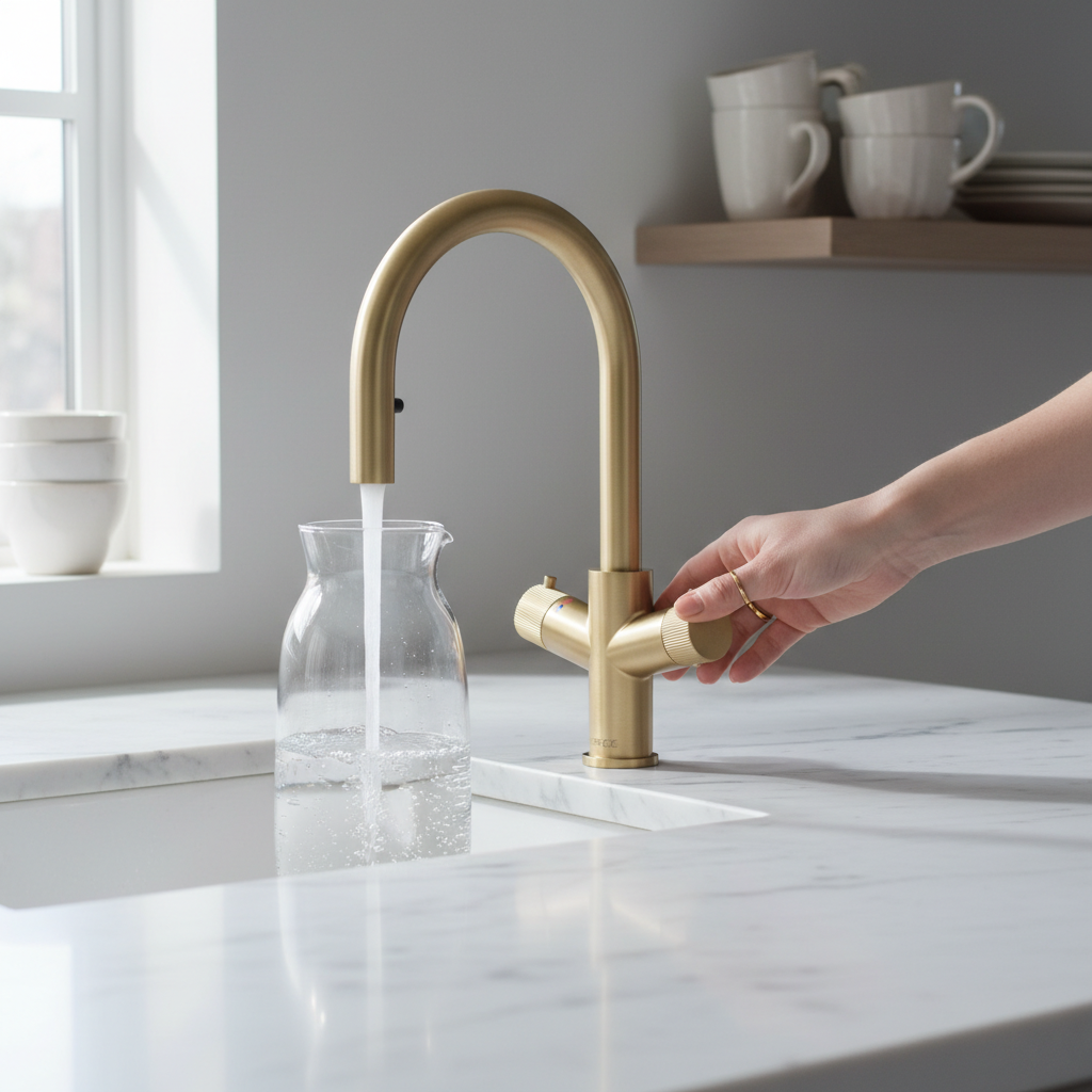 4 in 1 Boiling Water Tap Pull Out U Spout - Brass