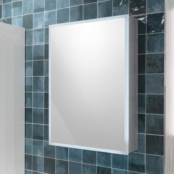 Bella LED Mirror Cabinet 700 x 500mm Single Door Demister with Shaver and Bluetooth