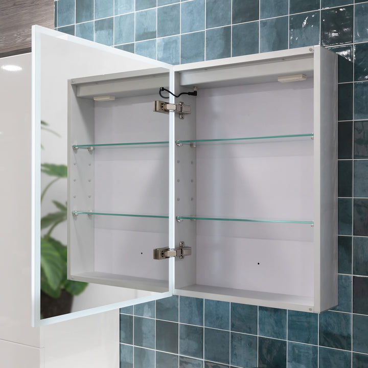 Bella LED Mirror Cabinet 700 x 500mm Single Door Demister with Shaver and Bluetooth