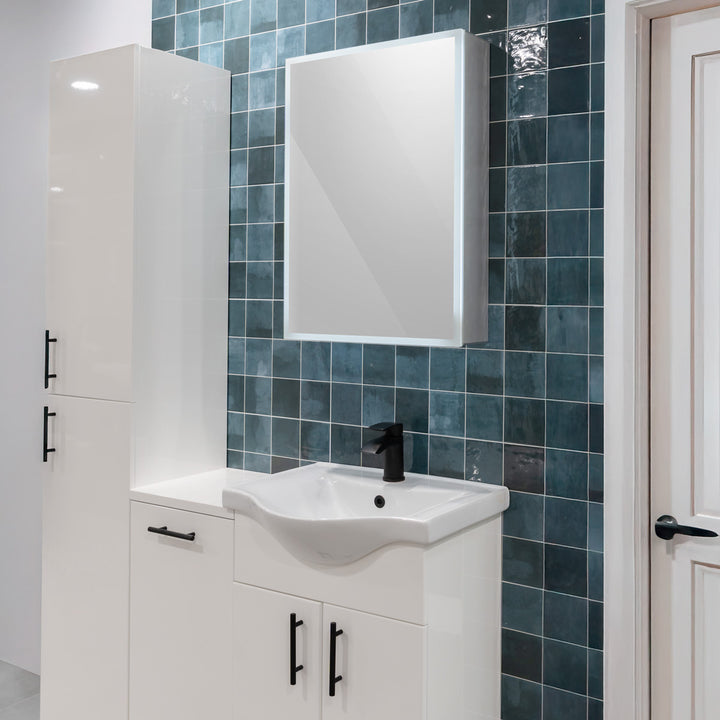 Bella LED Mirror Cabinet 700 x 500mm Single Door Demister with Shaver and Bluetooth