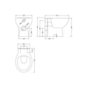 Nuie Melbourne Back to Wall Toilet & Soft Close Seat - Technical drawing