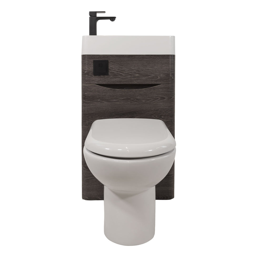 Baltimore 500mm 2-in 1 Round Toilet &amp; Basin Combo Pack - Graphite Oak/Black