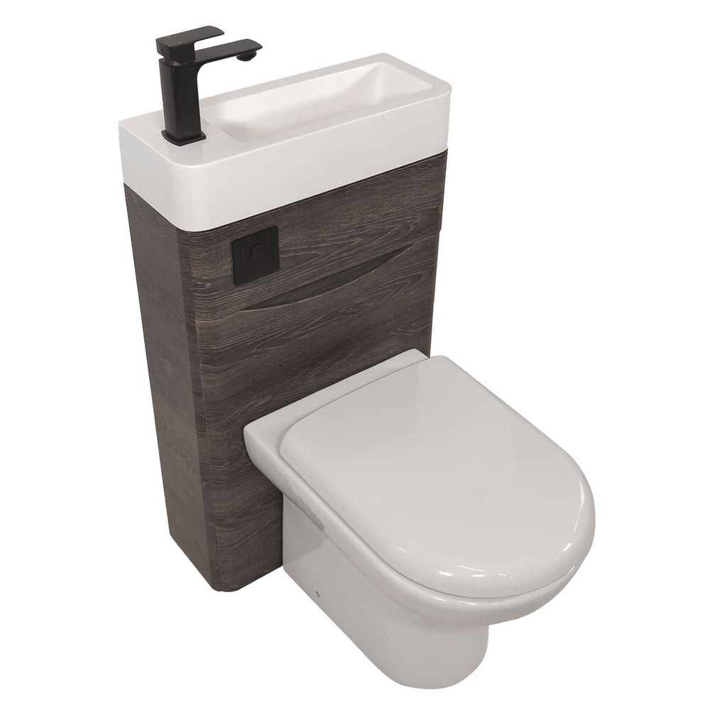 Baltimore 500mm 2-in 1 Round Toilet & Basin Combo Pack - Graphite Oak/Black