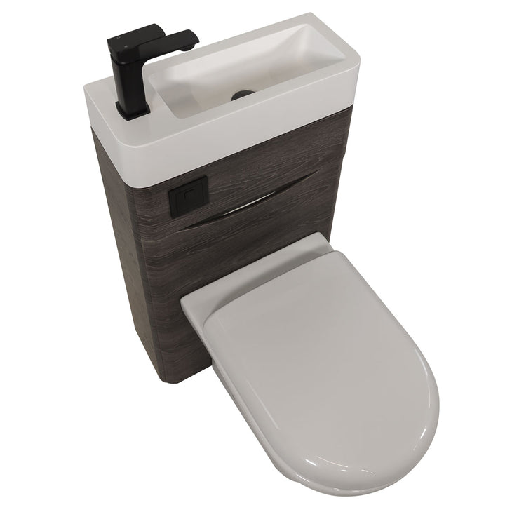 Baltimore 500mm 2-in 1 Round Toilet &amp; Basin Combo Pack - Graphite Oak/Black