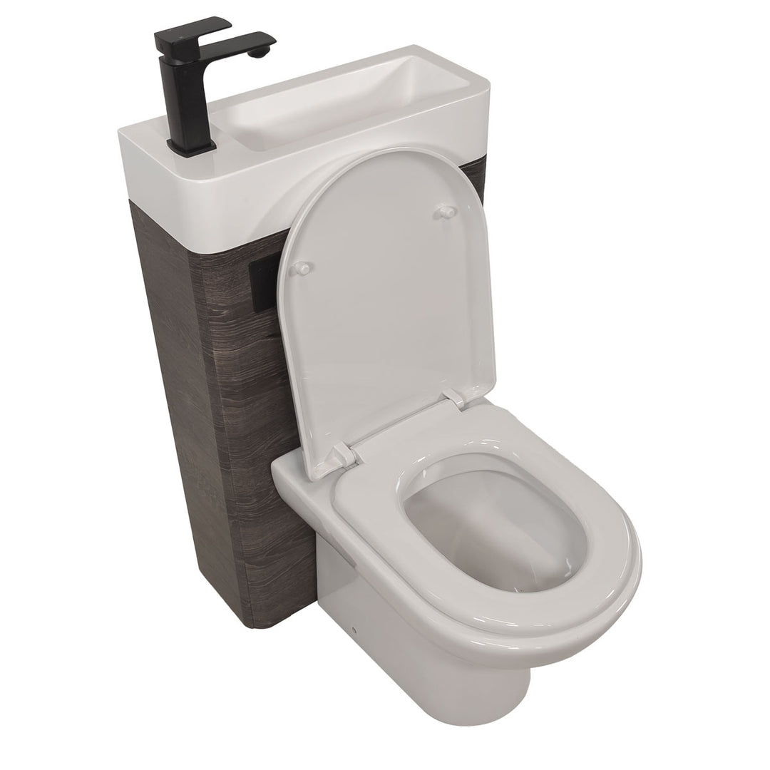 Baltimore 500mm 2-in 1 Round Toilet &amp; Basin Combo Pack - Graphite Oak/Black