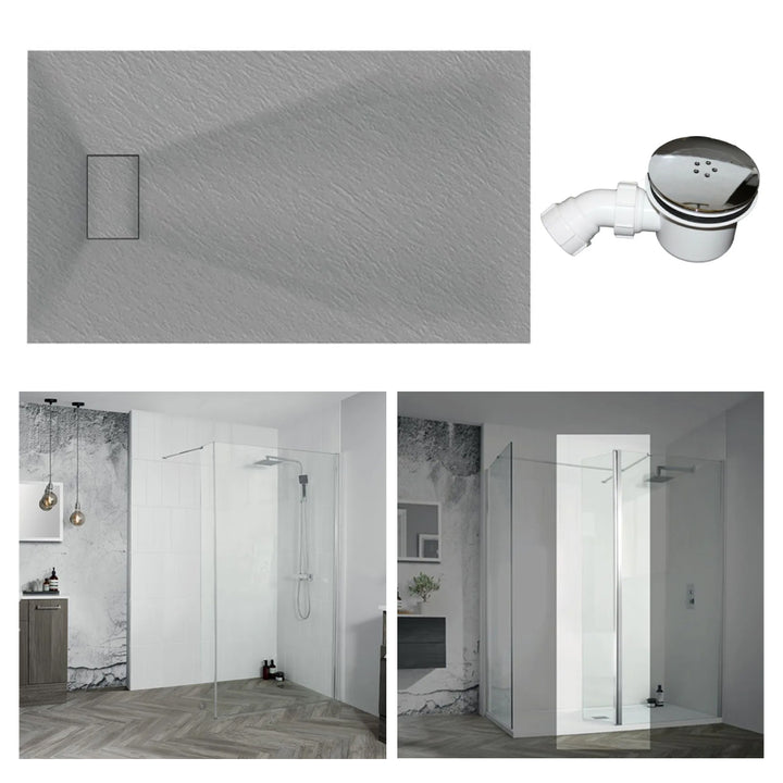 Veloce Grey - Walk in Corner Shower Pack  1800mm x 800mm
