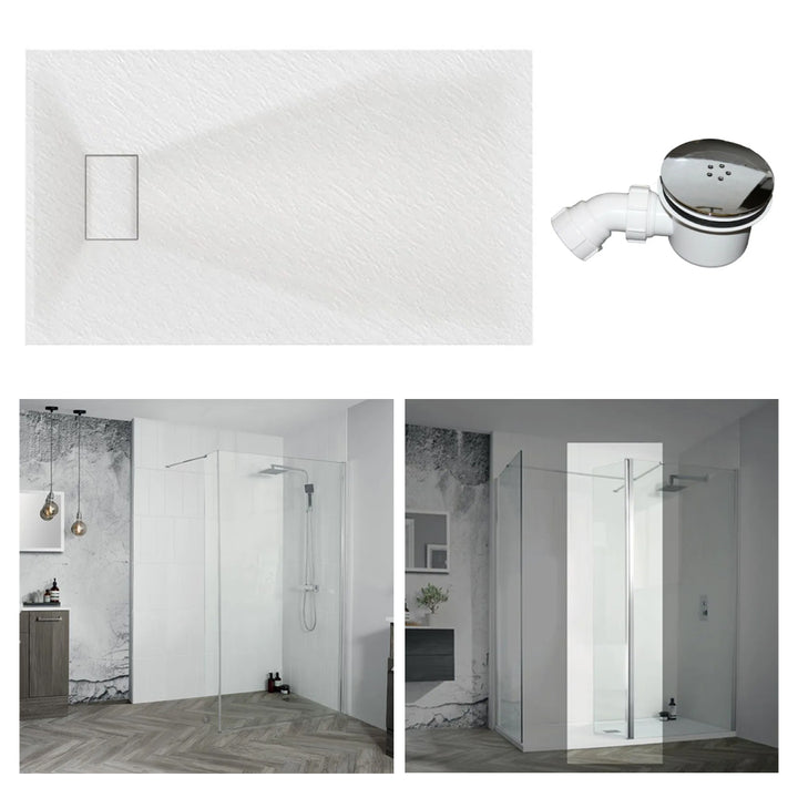 Veloce White - Walk in Corner or Recess Shower Pack 1000mm x 700mm