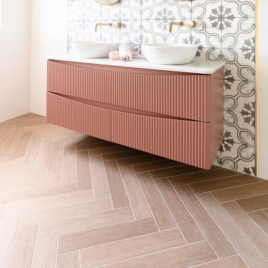 Burdeos Wood Herringbone 9.9 x 49.2cm Porcelain Tile - 0.73sqm perbox