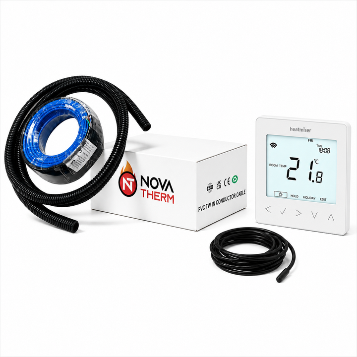 NovaTherm 125M Loose Cable + Heatmiser neoStat-e White Kit