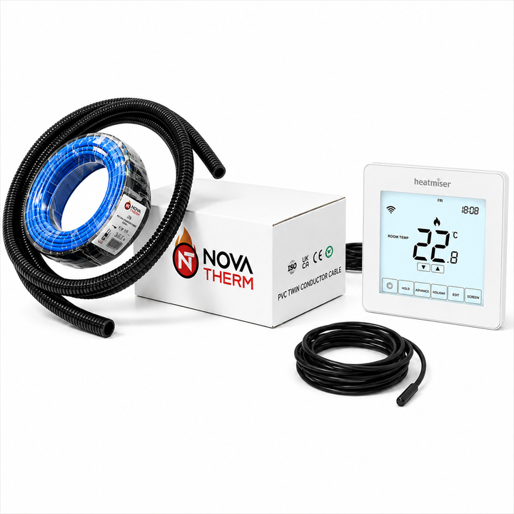 NovaTherm 60M Loose Cable + Heatmiser Touch-e White Kit