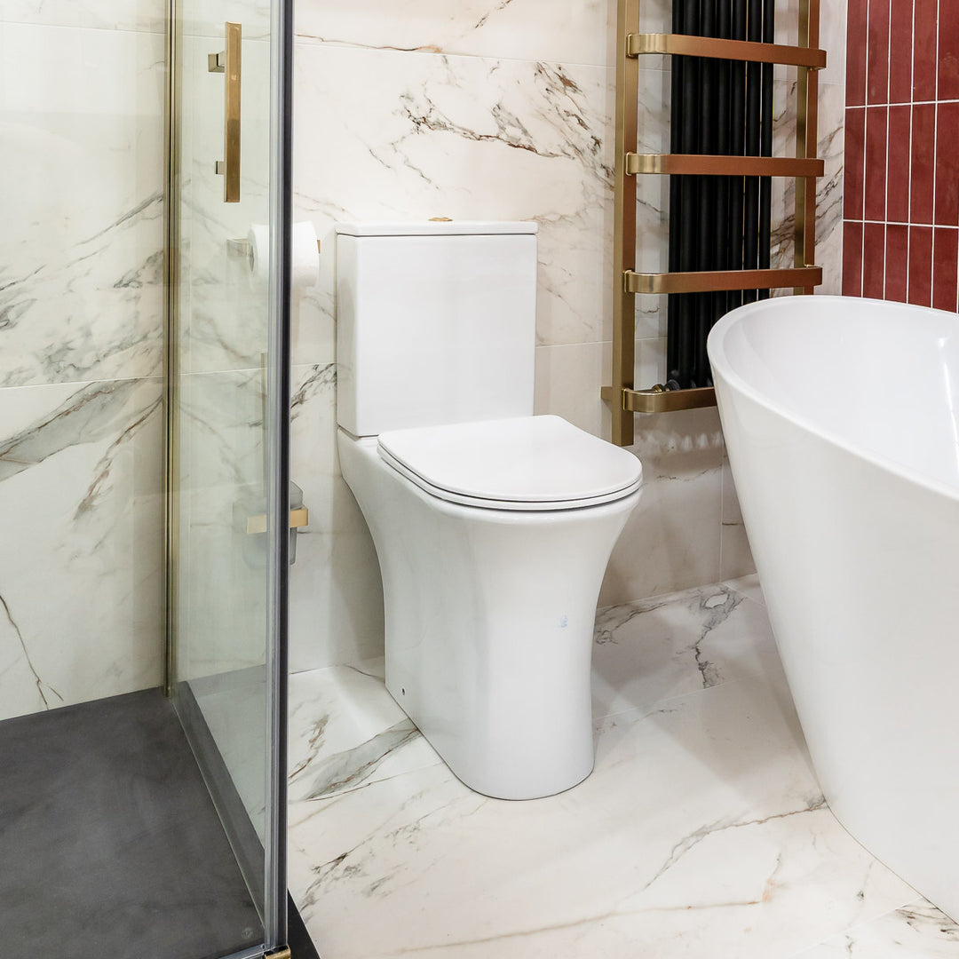 Cali Comfort Height Rimless Open Back Toilet with Cyclone Flush &amp; Soft Close Seat