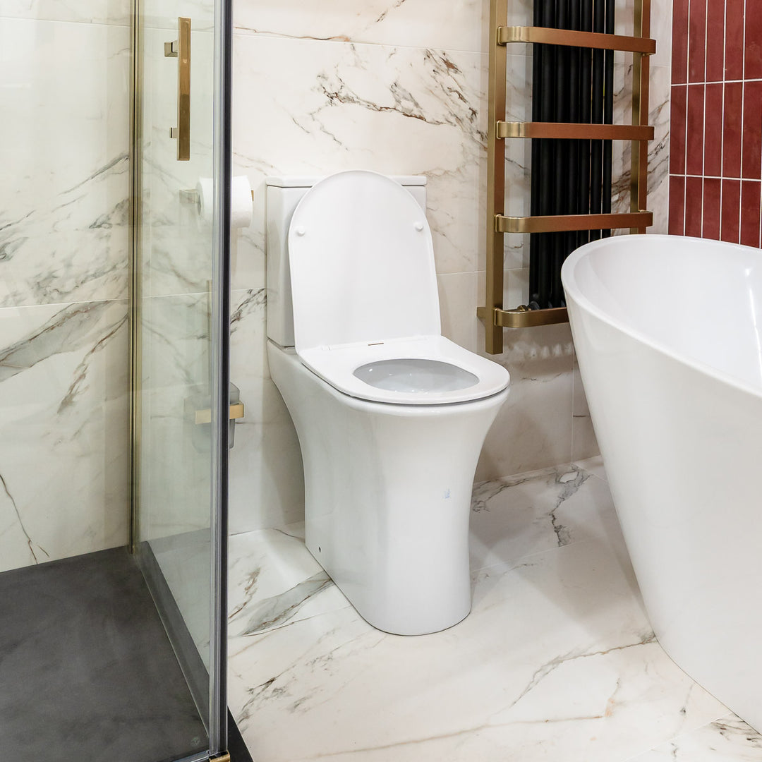 Cali Comfort Height Rimless Open Back Toilet with Cyclone Flush &amp; Soft Close Seat