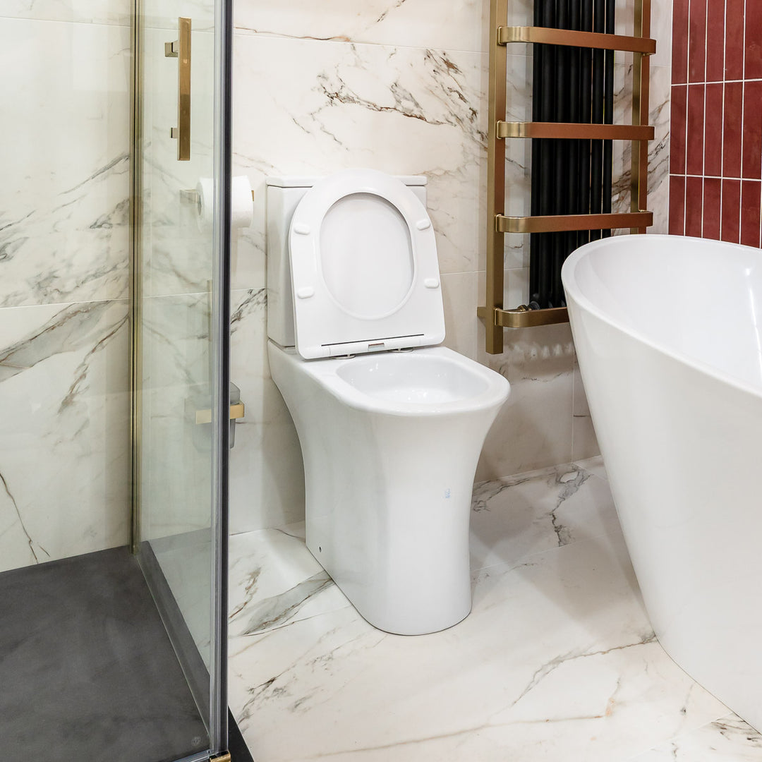Cali Comfort Height Rimless Open Back Toilet with Cyclone Flush &amp; Soft Close Seat