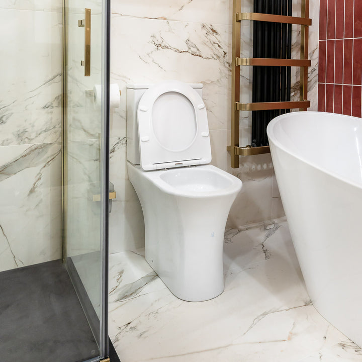 Cali Comfort Height Rimless Open Back Toilet with Cyclone Flush &amp; Soft Close Seat