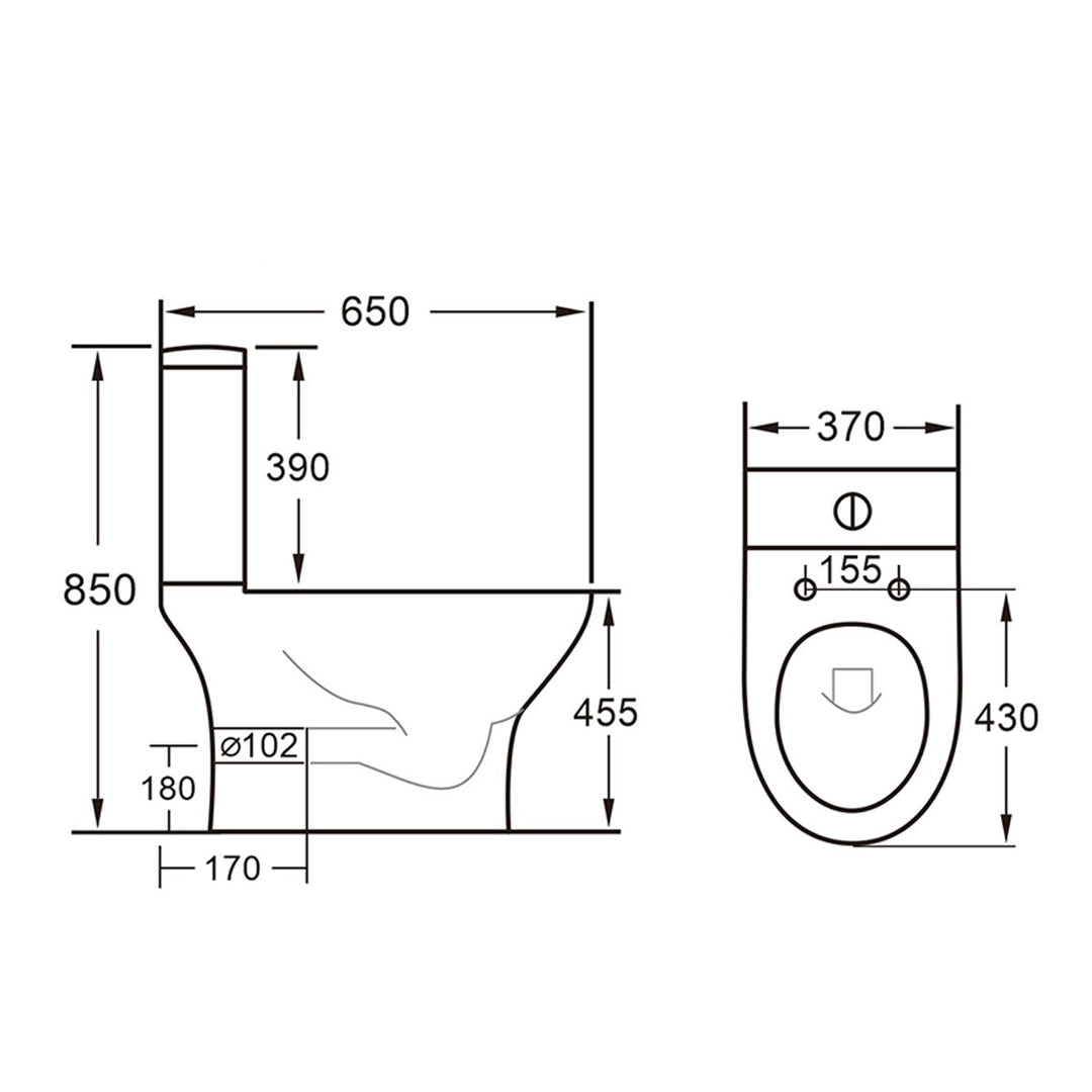 Cali Comfort Height Rimless Open Back Toilet with Cyclone Flush &amp; Soft Close Seat