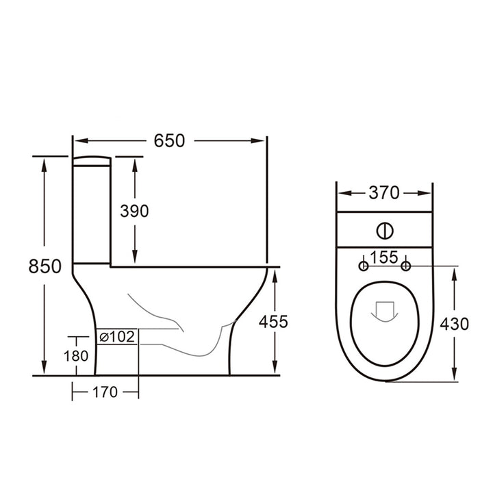 Cali Comfort Height Rimless Open Back Toilet with Cyclone Flush &amp; Soft Close Seat
