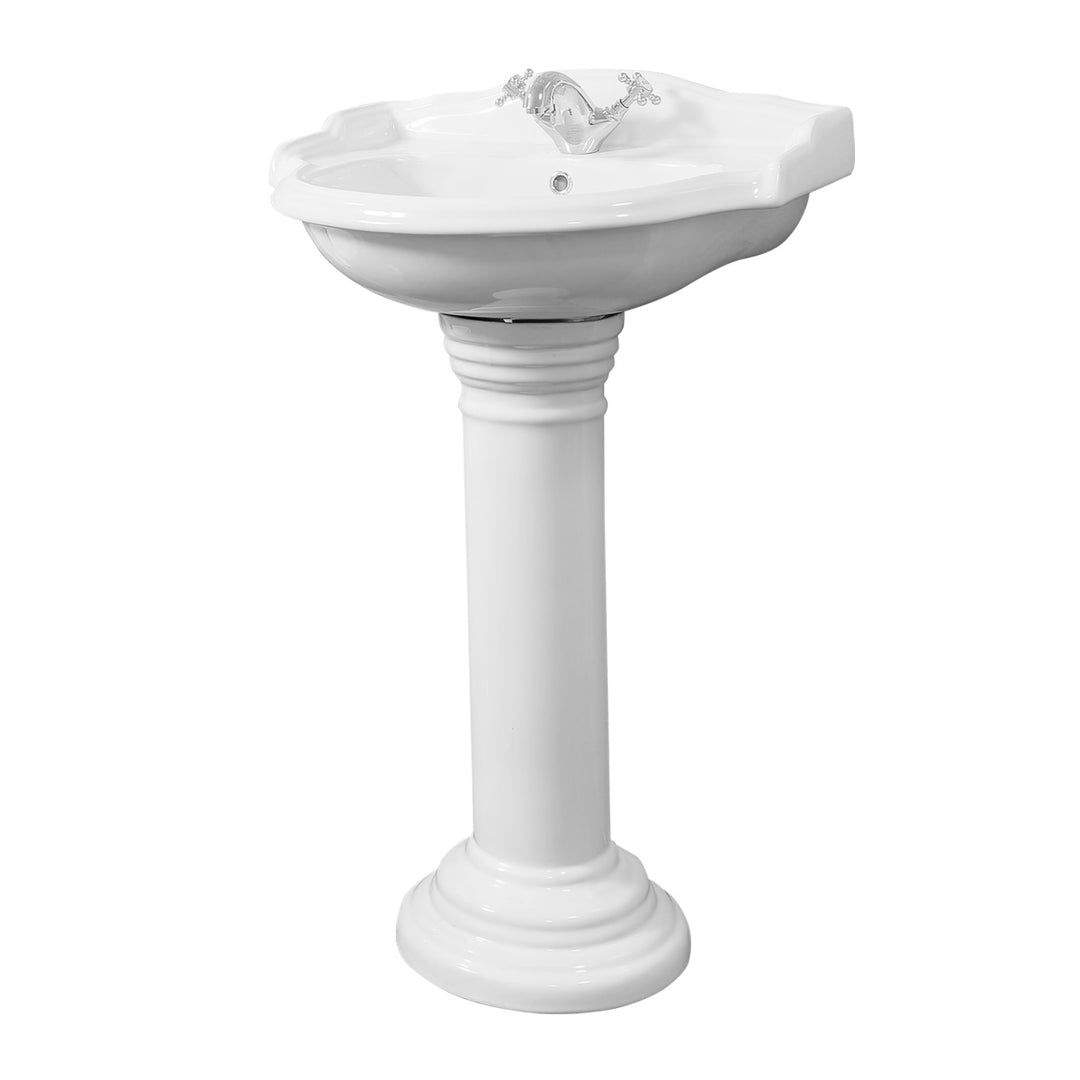Canterbury 625mm 1 Tap Hole Basin &amp; Full Pedestal