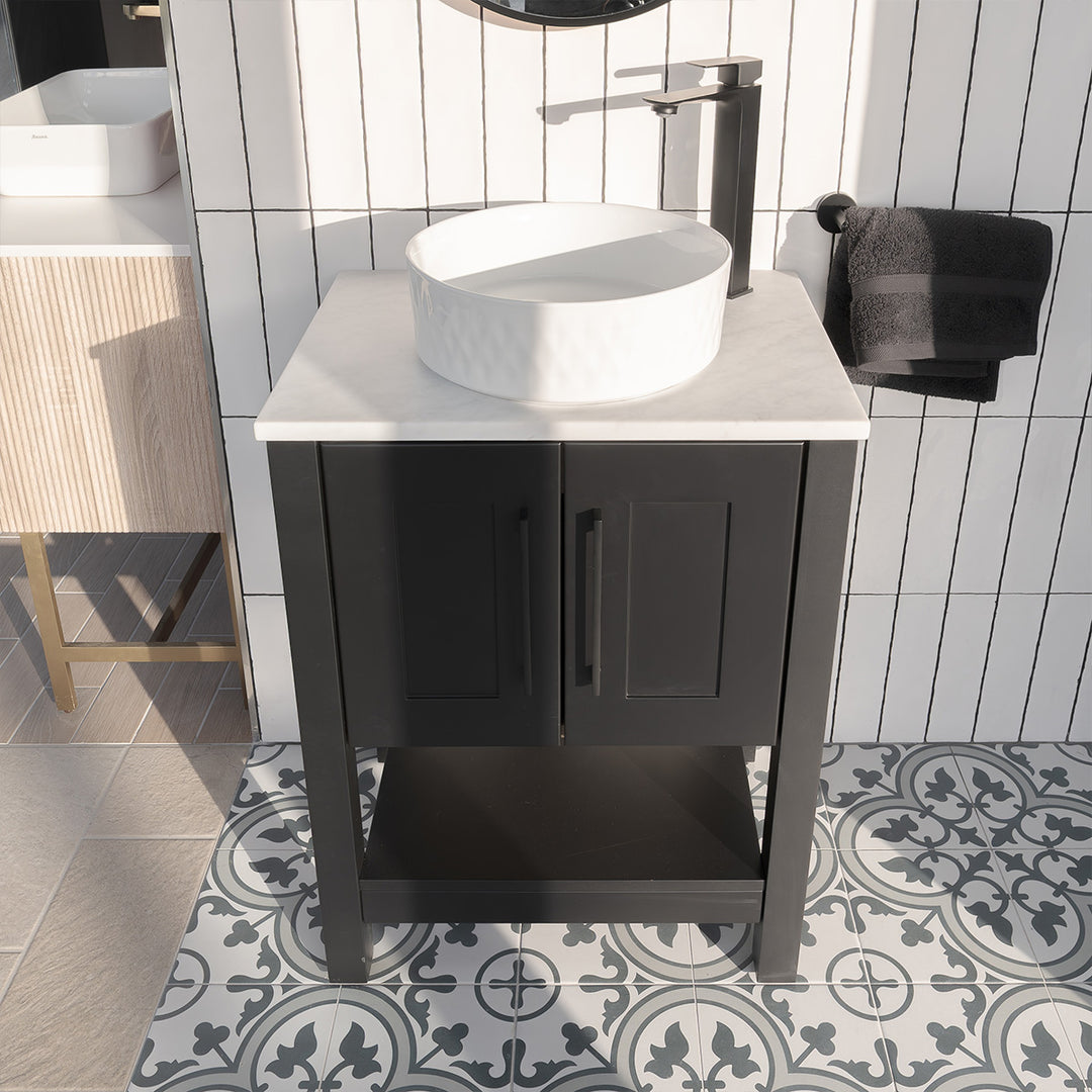 Josef Martin Cashel 600mm Washstand &amp; Pebble Worktop - Ember