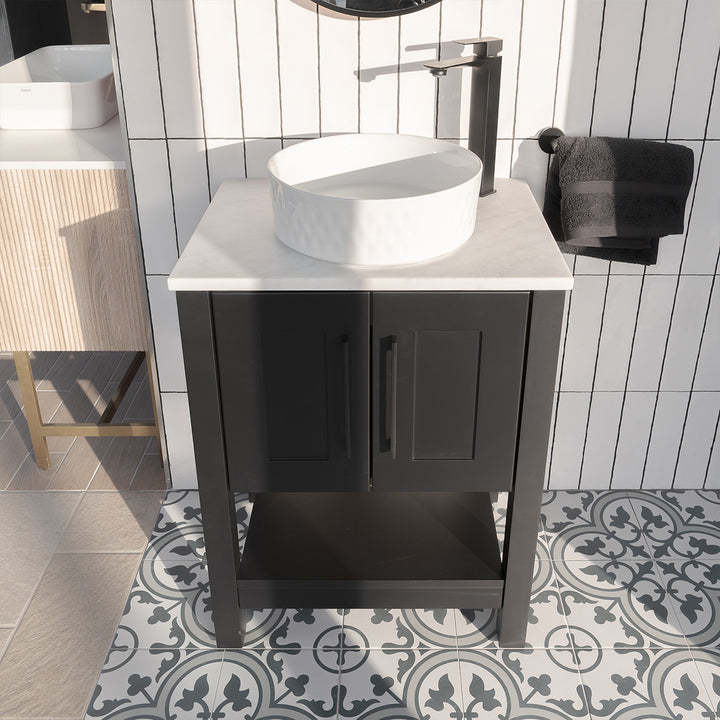 Josef Martin Cashel 600mm Washstand &amp; Pebble Worktop - Ember