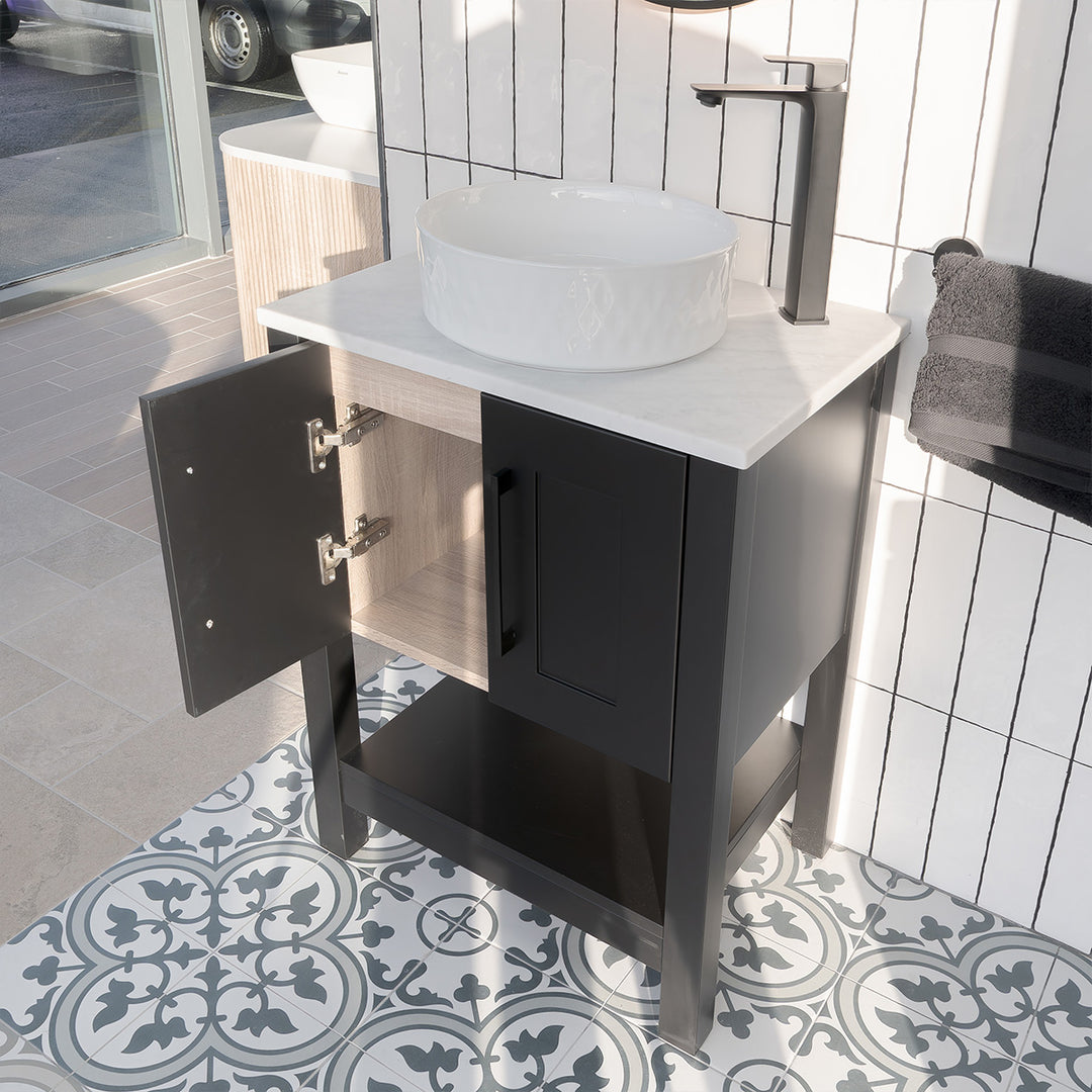 Josef Martin Cashel 600mm Washstand &amp; Pebble Worktop - Ember