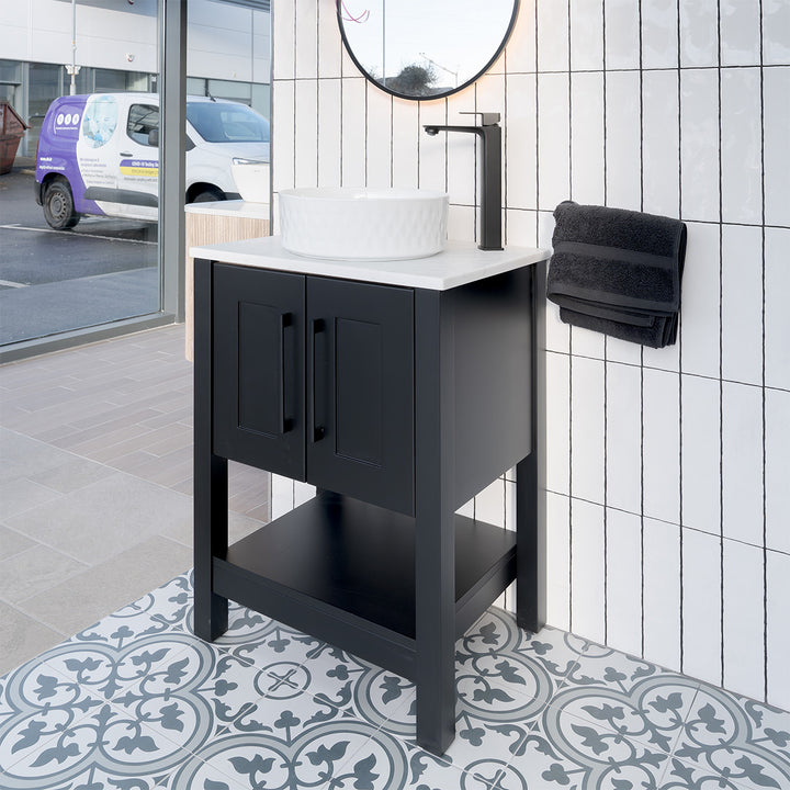 Josef Martin Cashel 600mm Washstand &amp; Pebble Worktop - Ember