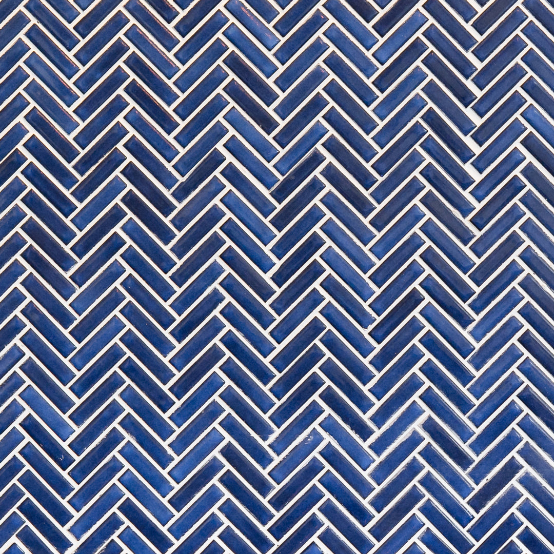 Chevron Blue Gloss 28.3 x 27.7cm Mosaic Sheet