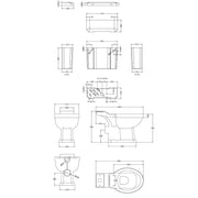 Richmond Close Coupled Toilet - Technical drawing