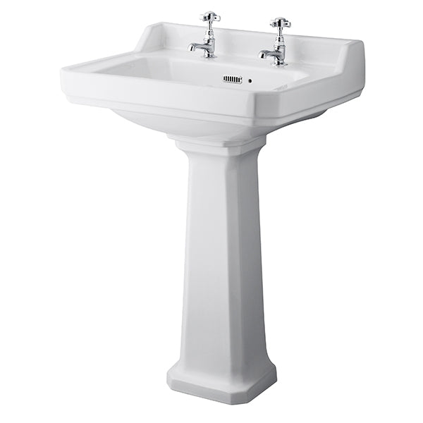 Richmond 600mm 2 Tap Hole Basin &amp; Pedestal