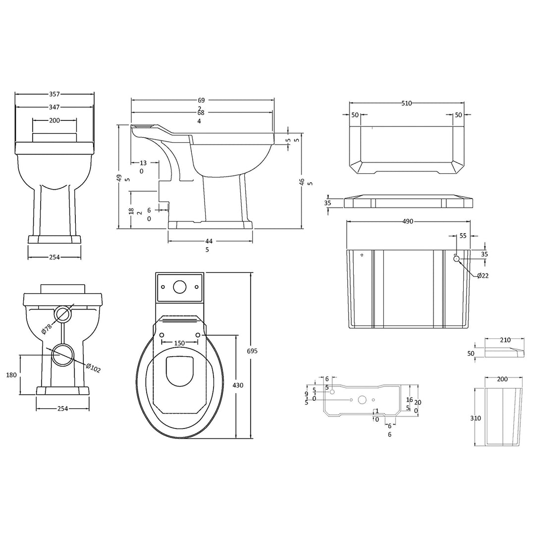 Richmond Close Coupled Comfort Height WC Pan &amp; Cistern