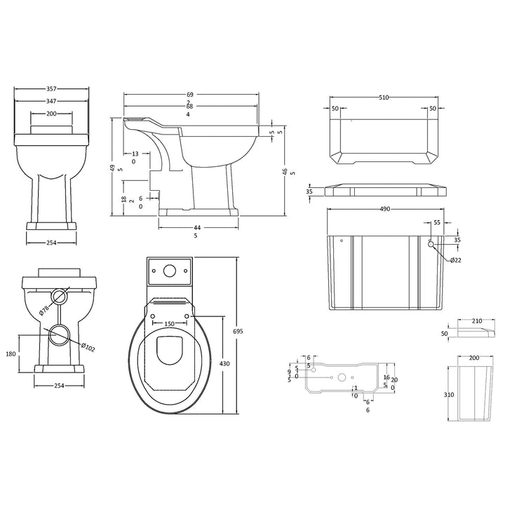 Richmond Close Coupled Comfort Height WC Pan &amp; Cistern