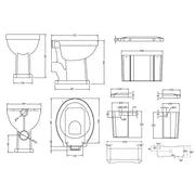 Hudson Reed Richmond High Level Comfort Height Toilet Excluding Seat - Technical drawing