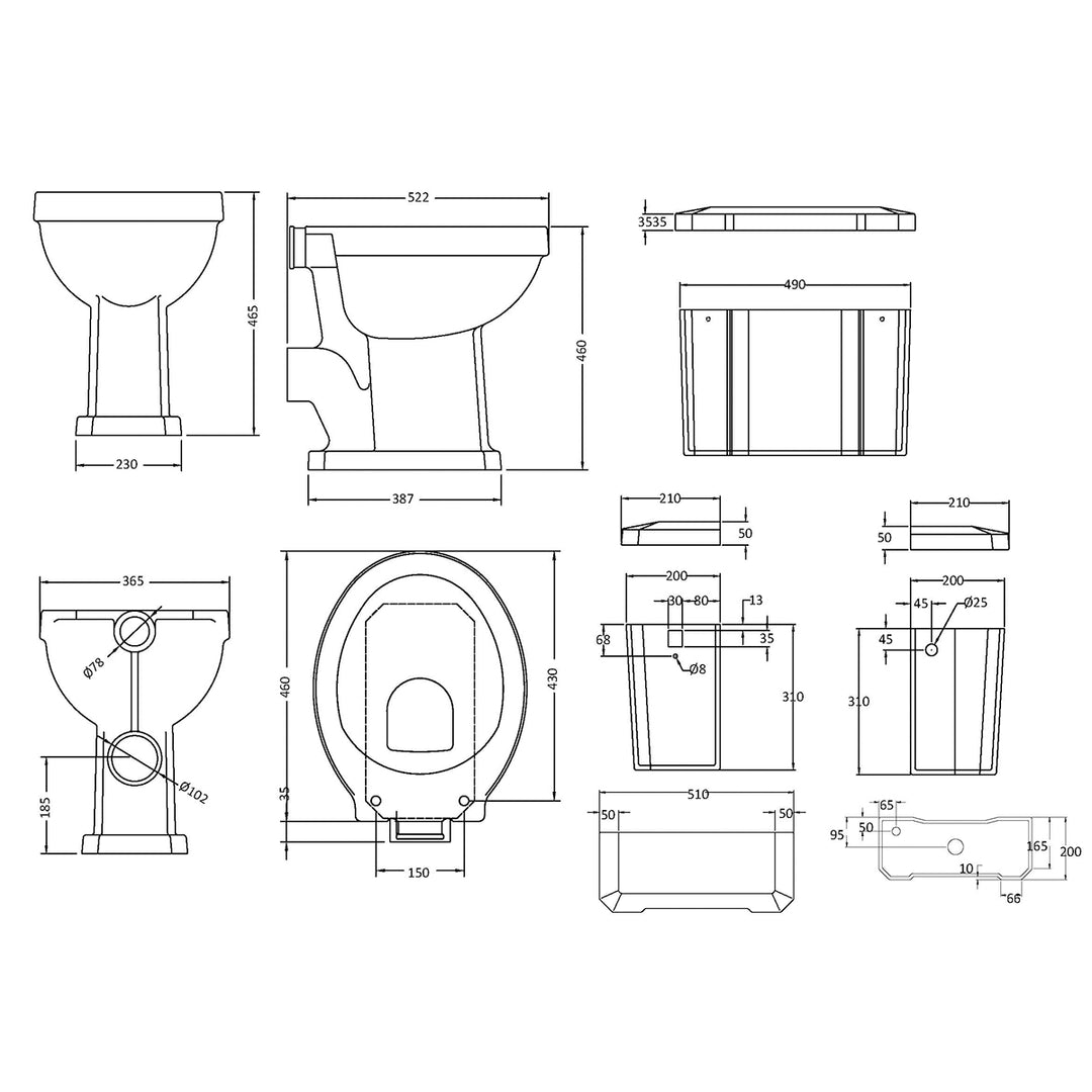 Hudson Reed Richmond High Level Comfort Height Toilet Excluding Seat