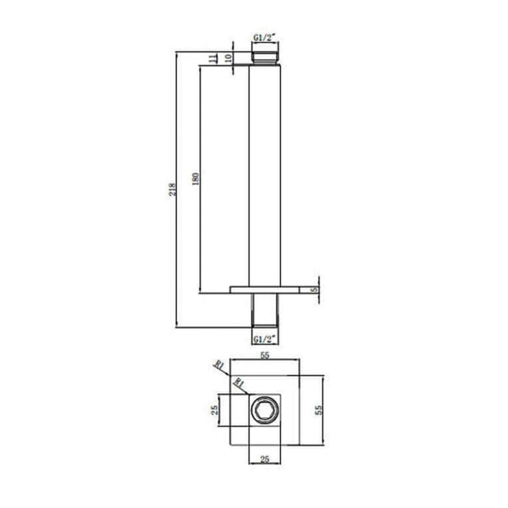 Black Square Ceiling Mounted Arm