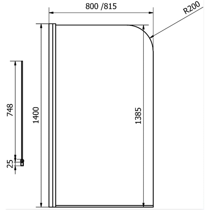 Kiimat Flat Bath Screen with Rounded Edge