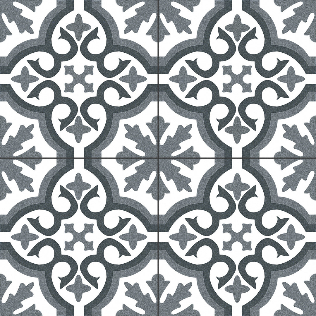 Chelsea Graphite 45 x 45cm Porcelain Pattern Tile - 1.22 sqm perbox