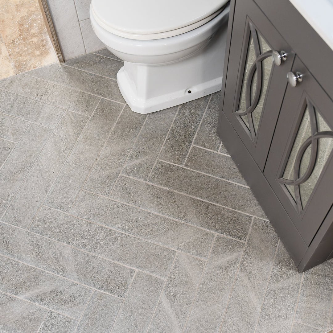 Cheste Gris Herringbone 9.9 x 49.2cm Porcelain Tile - 0.73sqm perbox