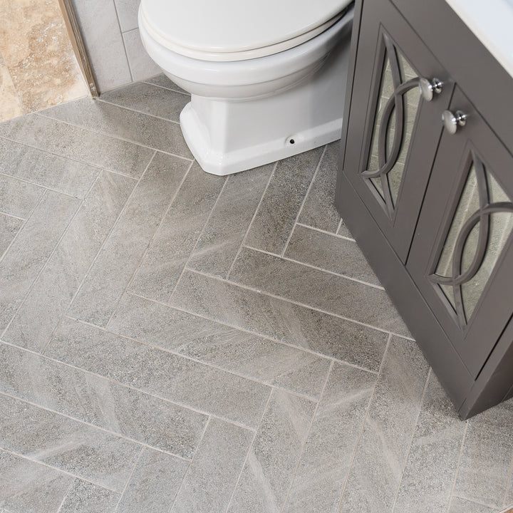 Cheste Gris Herringbone 9.9 x 49.2cm Porcelain Tile - 0.73sqm perbox