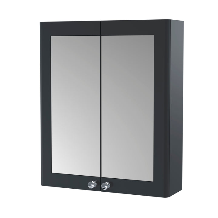 Nuie 600mm Black Double Door Mirror Cabinet