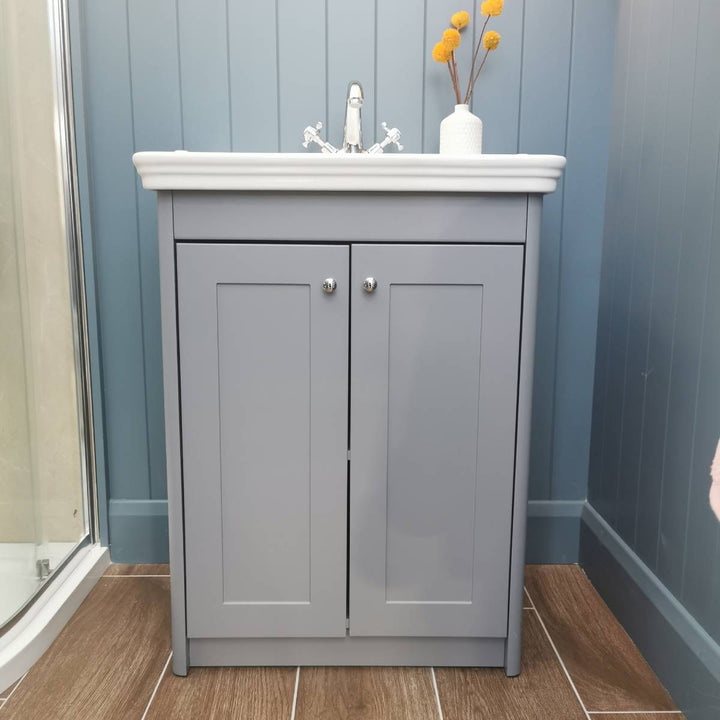 Victoriana 650mm Traditional Vanity Unit &amp; Basin - Stone Grey