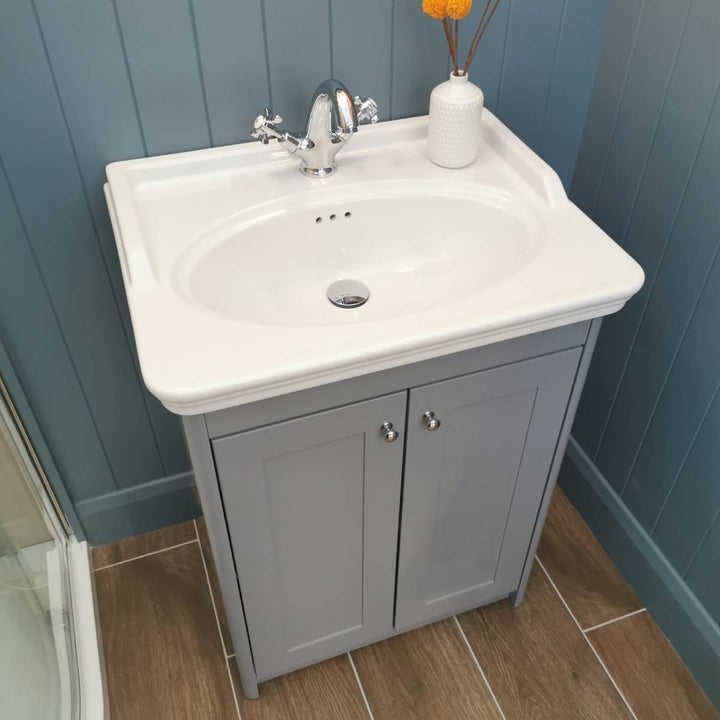 Victoriana 650mm Traditional Vanity Unit &amp; Basin - Stone Grey
