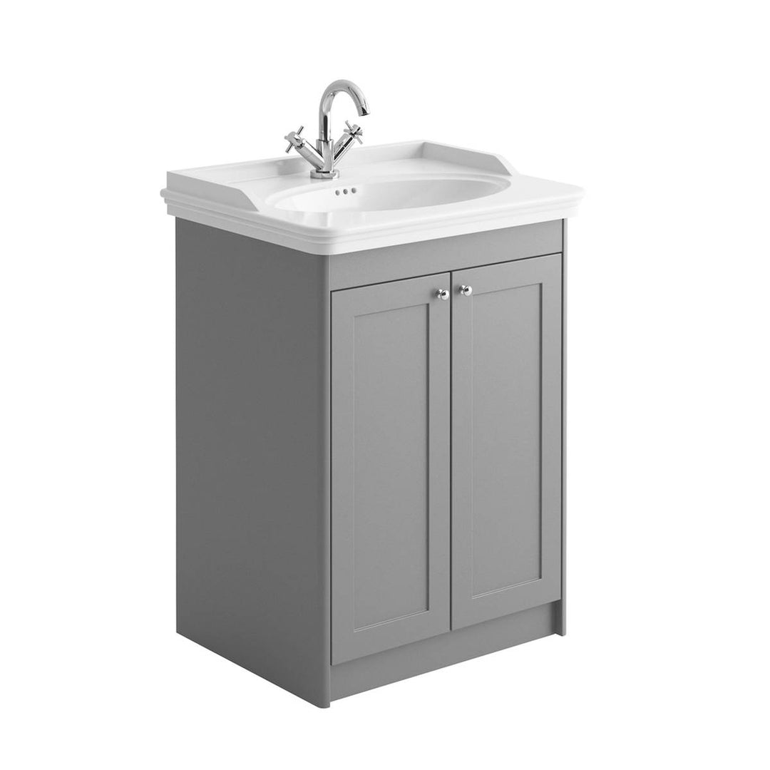 Victoriana 650mm Traditional Vanity Unit &amp; Basin - Stone Grey