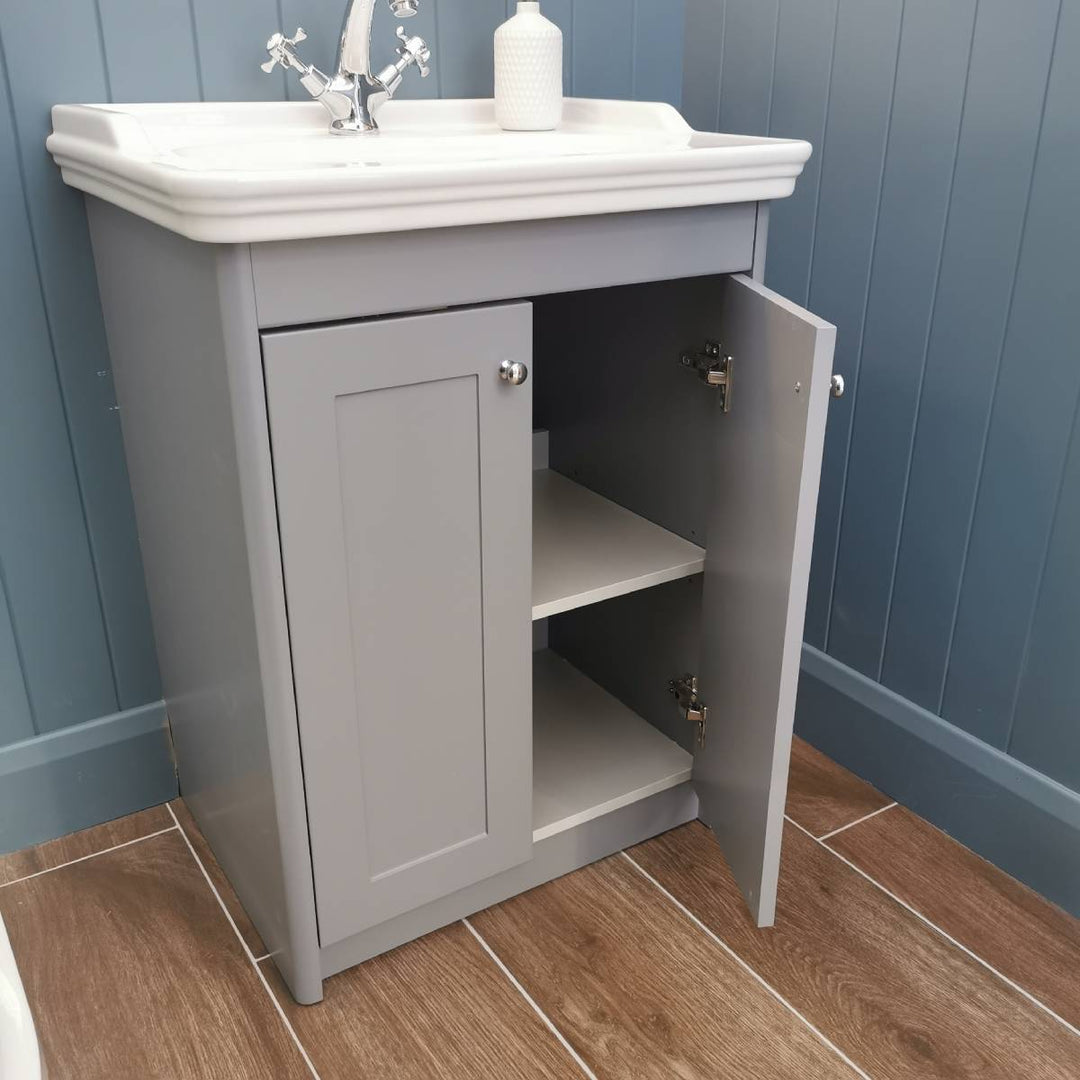 Victoriana 650mm Traditional Vanity Unit &amp; Basin - Stone Grey
